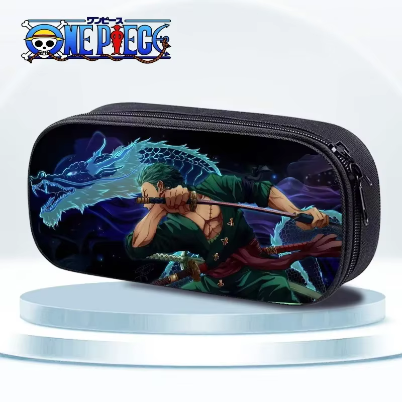 Une pièce Luffy Roronoa Zoro dessin animé grande capacité multicouche fermeture éclair stylo sac étudiant étanche crayon papeterie boîte cadeau