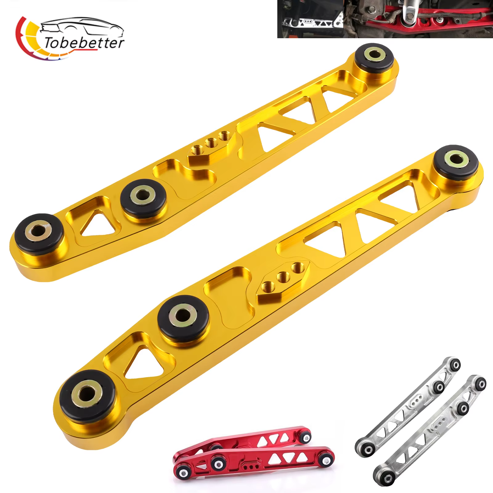 Suspension de course 2 * Kit de commande inférieur arrière bras LCA pour Honda Civic 88-95 EG Acura Integra 90-01 Del Sol 93-97 or argent rouge