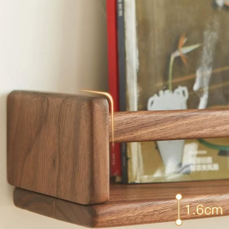Solid Wood Storage Holders Multi Functional Wall Magazine Rack Modern