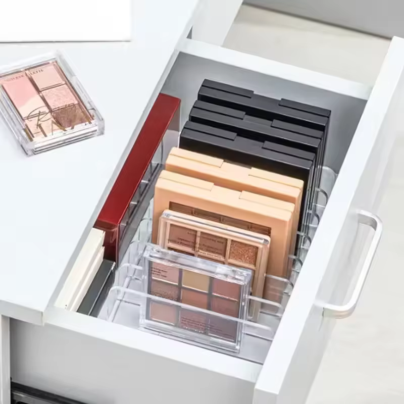 Boîte de rangement pour maquillage, étagère transparente à 7 compartiments, présentoir multi-cellules pour cosmétiques, fard à joues, fard à paupières, gain de place, durable
