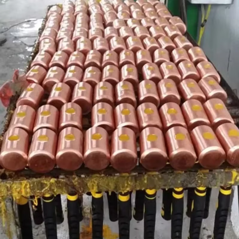 Marteau cylindrique en cuivre pur sans étincelle, tête ronde, poignée en caoutchouc, anti-alose, multifonction, outils à main pour le travail des métaux