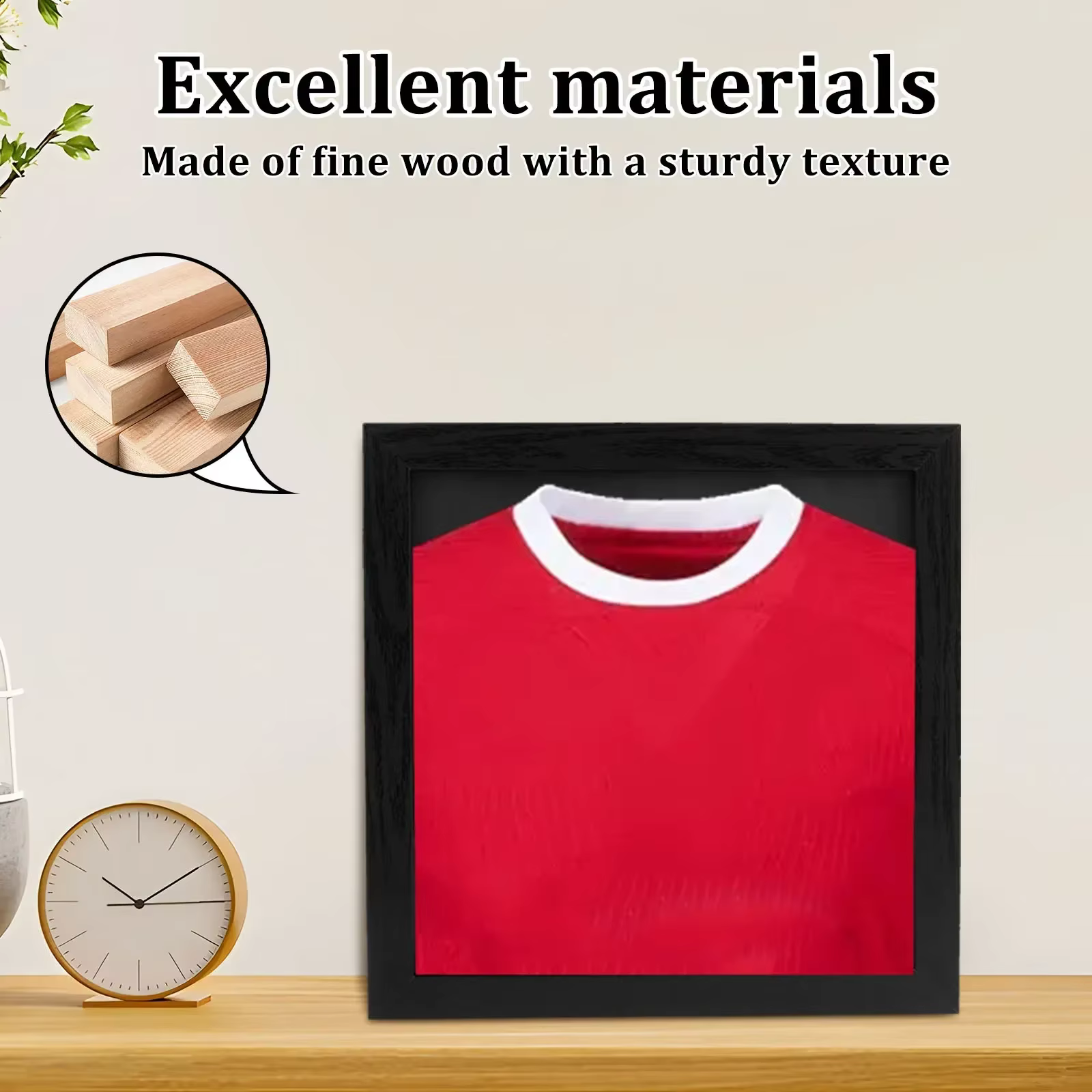 Cadre de présentation mural multifonctionnel pour maillots en bois