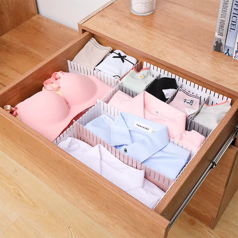 Panneau de séparation de rangement réglable, bricolage, diviseur de tiroir en plastique, panneau de séparation combiné, organisateur de Division peu encombrant, 4/8 pièces
