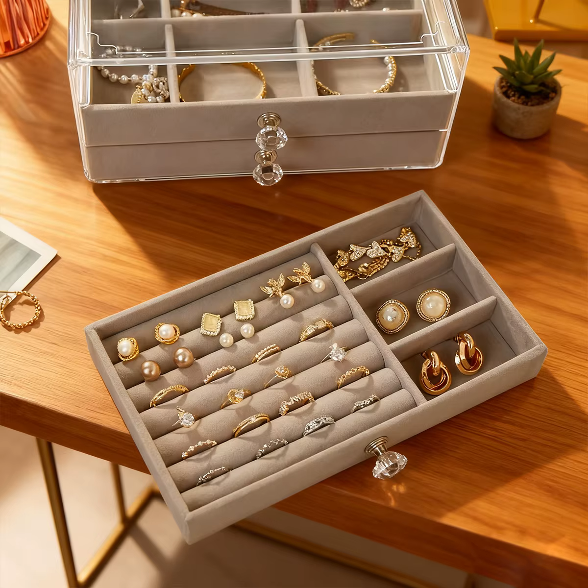 Boîte à bijoux empilable à 3 niveaux
