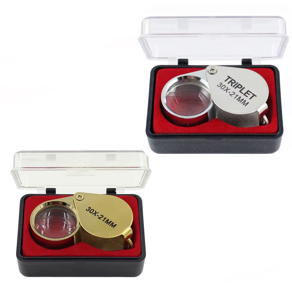 Loupe de poche pliable 30X 21MM en métal pour bijoux
