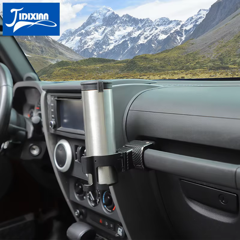 JIDIXIAN Compatible avec Jeep Wrangler JK 2007 2008 2009 2010 2011 2012 2013 2014 2015 2016 2017 Porte-gobelet et support de téléphone portable pour voiture