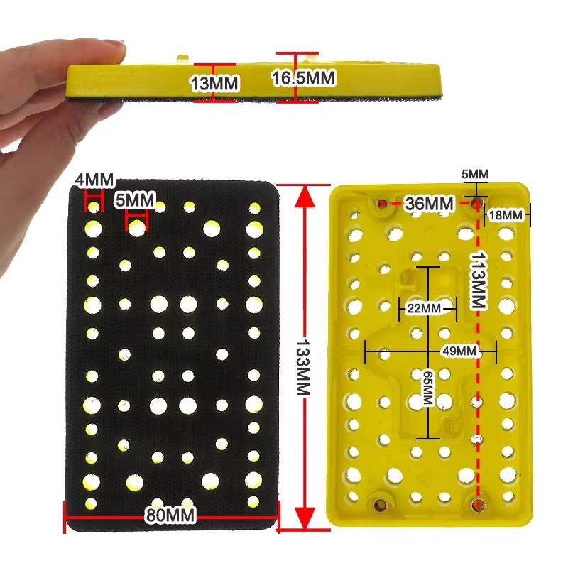 Tampon de support de ponceuse 80x133mm avec 54 trous d'extraction de poussière