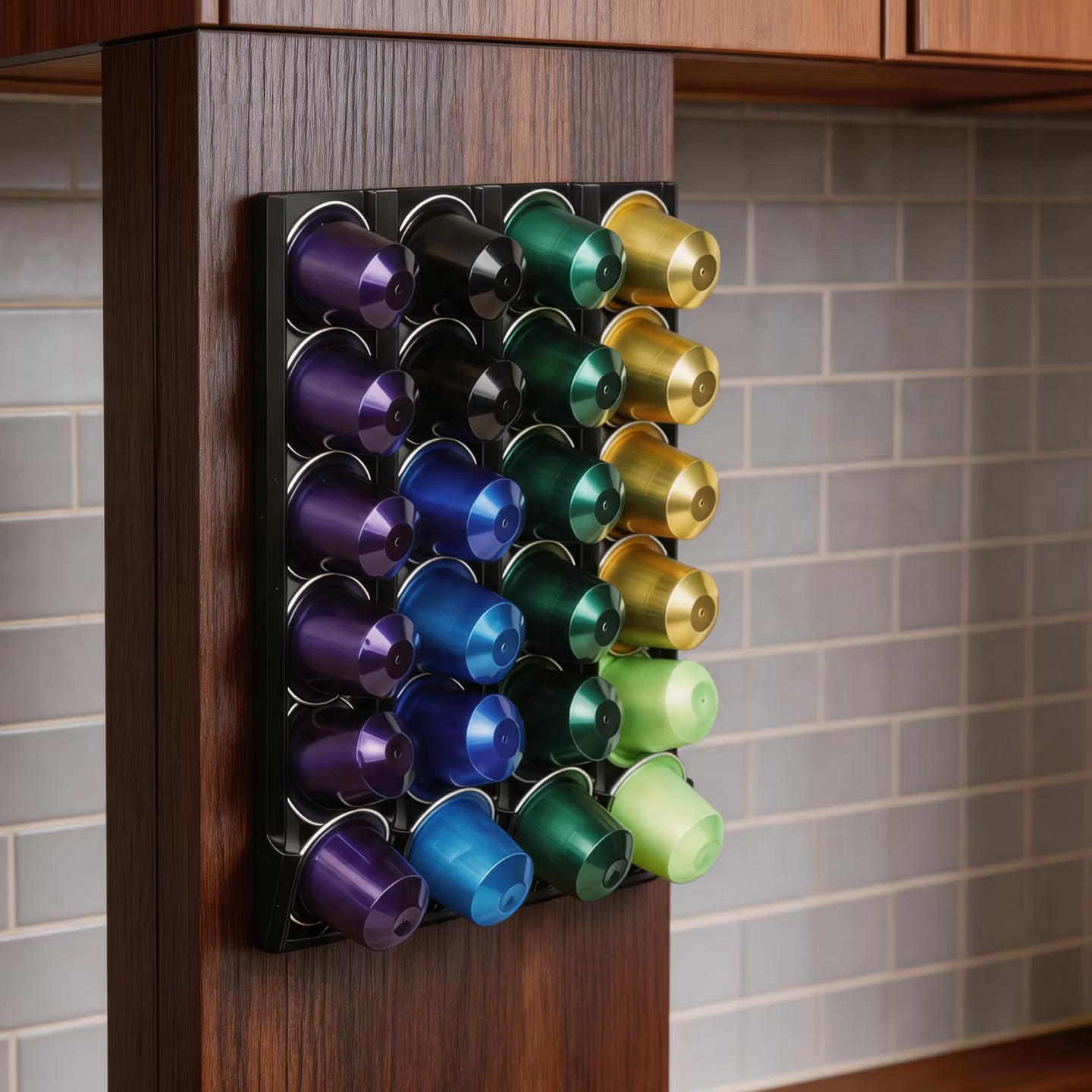 Bandes de rangement verticales pour capsules de café, lot de 4, auto-adhésives, sans perçage, distributeur de dosettes Nespresso, organisateur mural