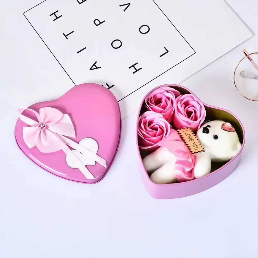 Coffret cadeau ours Rose pour la saint-valentin