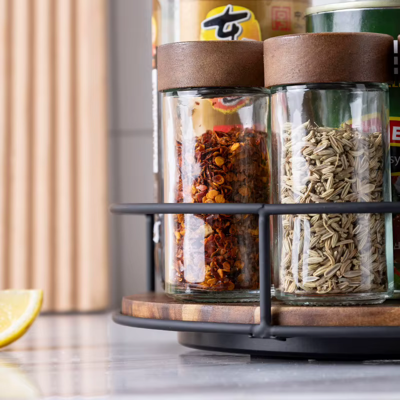 Étagère à épices rotative de cuisine, 1 pièce, sous armoire, organisateur d'assaisonnement, boîte à épices de comptoir, huile, sel, Sauce, vinaigre, support de rangement