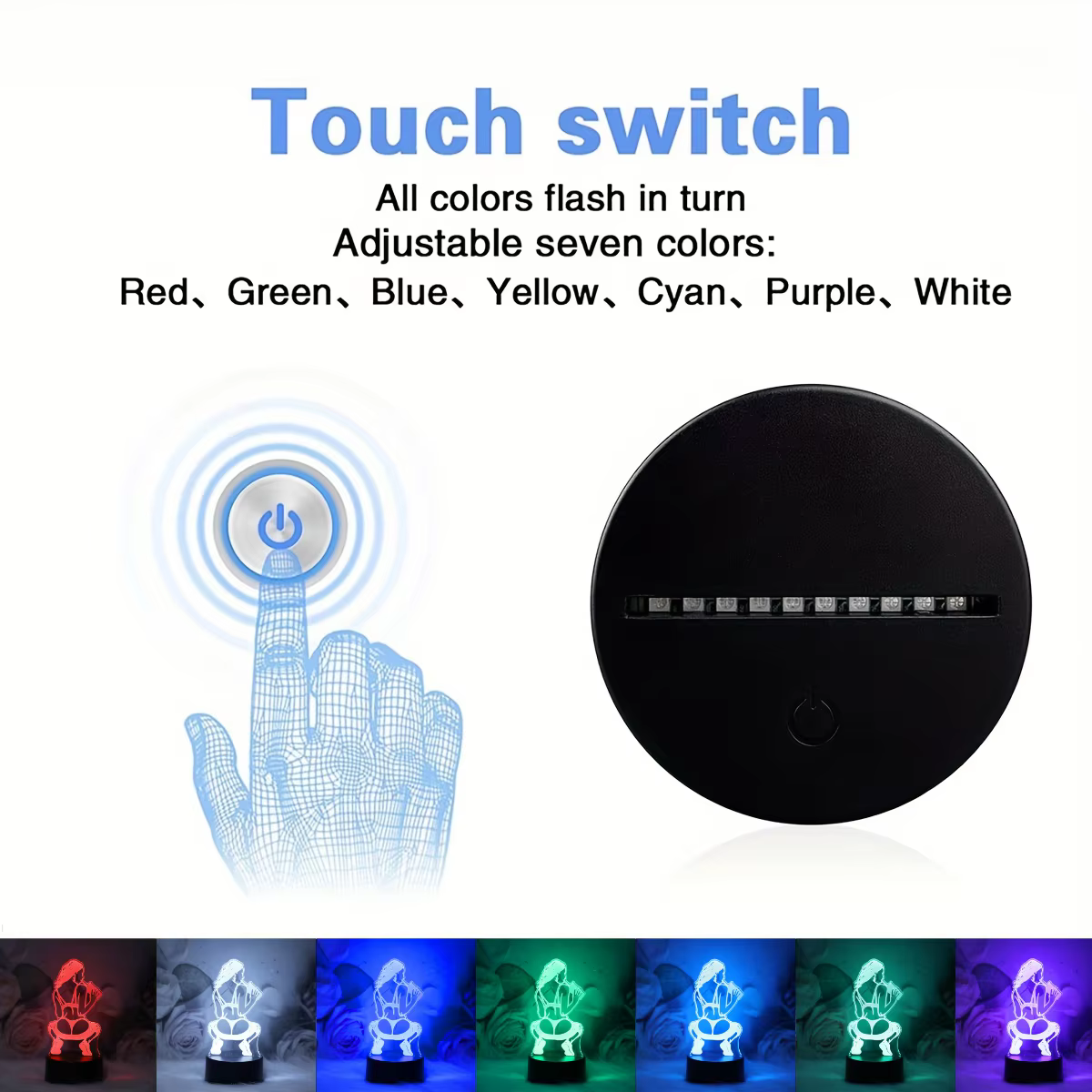 Lampe de nuit tactile à sept couleurs dégradées