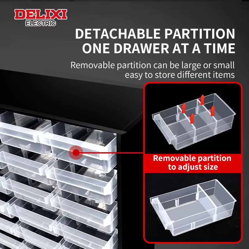 DELIXI ELECTRIC Boîte de rangement d'outils à 33 compartiments