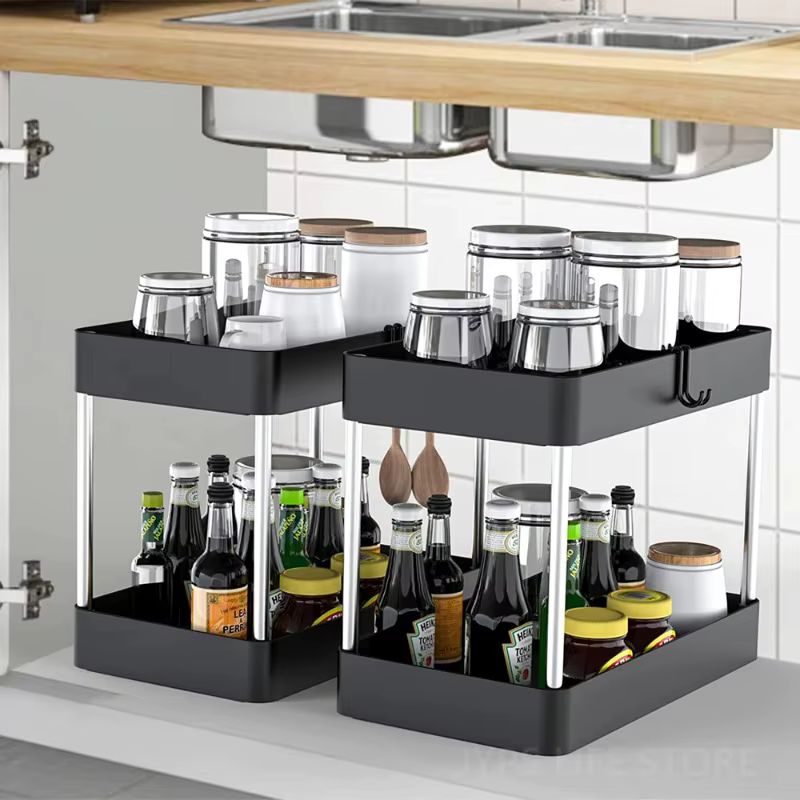 Organisateur de rangement sous évier à 2 niveaux