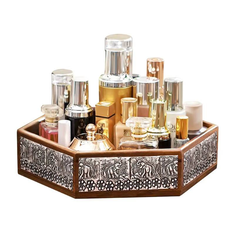 Boîte de rangement rotative rétro en bois massif