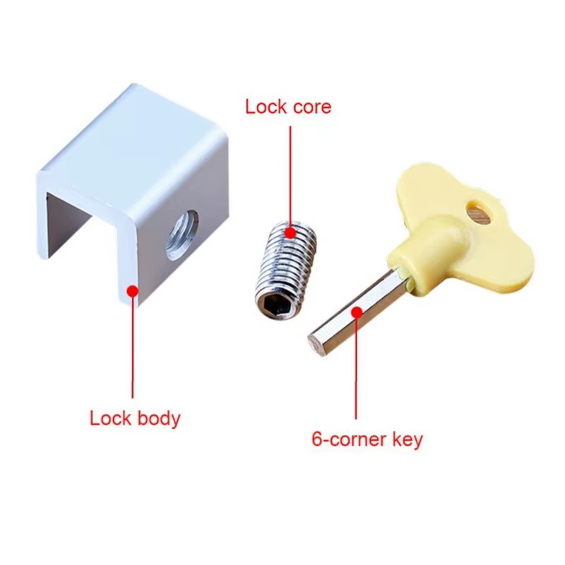 Serrure de fenêtre, serrure de porte coulissante réglable avec clé