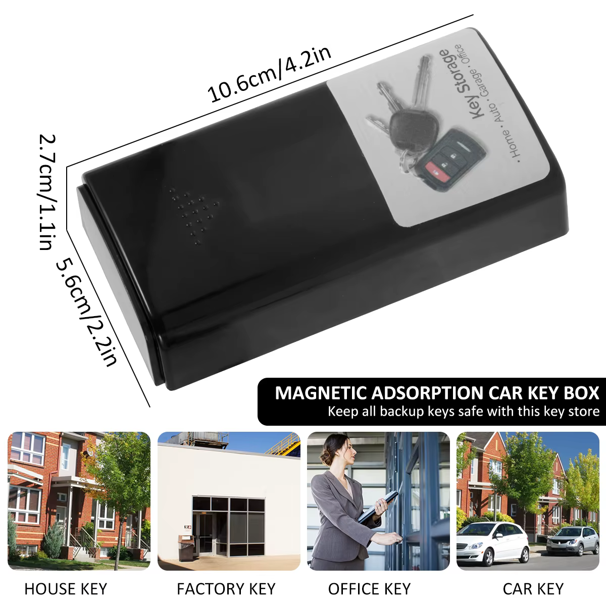 Boîte à clés magnétique en plastique noir durable