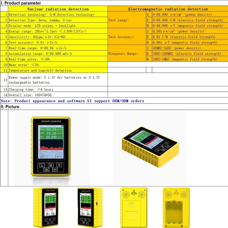Détecteur de rayonnement nucléaire EMF numérique Portable XR-3 Pro, compteur Geiger pour des mesures électromagnétiques précises