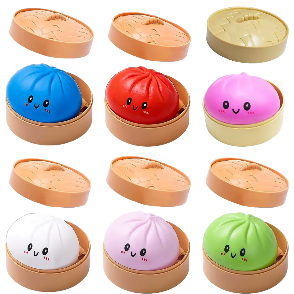 Boîte mystère : Jouet anti-stress coloré en forme de dumpling simulé
