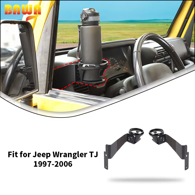 BAWA-Porte-boissons latéral de la console centrale, tasse à eau, support rapide pour Jeep Wrangler TJ, 1997, 1998, 1999, 2000, 2001, 2002, 2003, 2004, 2005, 2006