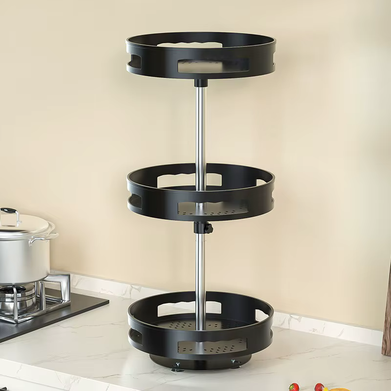 360 °   Étagère à épices rotative multi-niveaux, carrousel de rangement pour comptoir de cuisine, plateau tournant pour bouteilles et bocaux d'épices