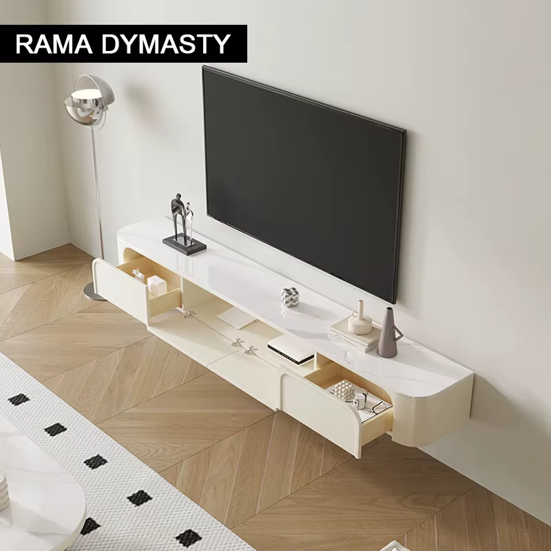Support de télévision suspendu mural, vent crème, moderne, minimaliste, petite maison, salon abordable, luxe