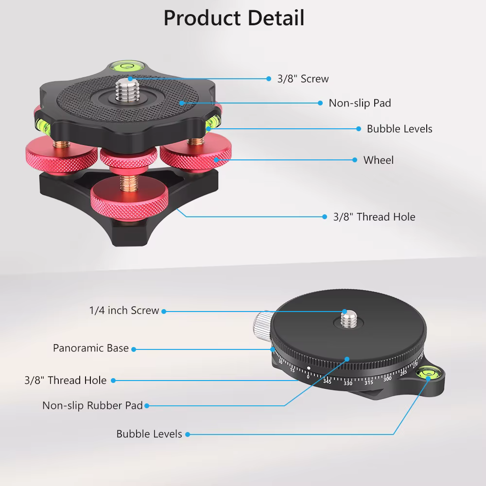 Tête de trépied à base de nivellement VICELK + 360 °