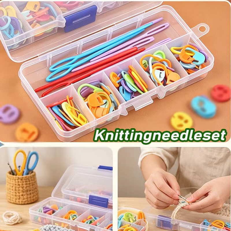 Kit de couture et de tricot 10/5/2/1 boîtes – Aiguille à tricoter à gros chas et à pointe arrondie