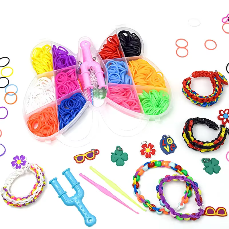 Ensemble d'élastiques à métier à tisser colorés