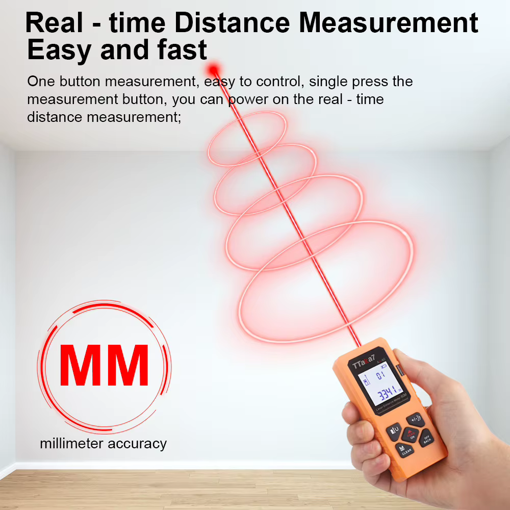 Télémètre laser TTaka7 40M/60M, ruban à mesurer numérique, télémètre de précision avec mesure de distance/aire/volume/auto-calibrage