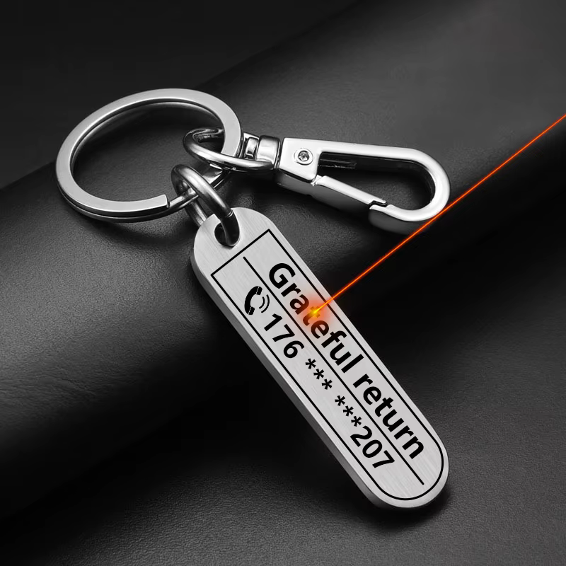 Porte-clés avec logo personnalisé, porte-clés personnalisés en acier inoxydable avec lettrage gravé au laser, idée cadeau, design durable et exquis