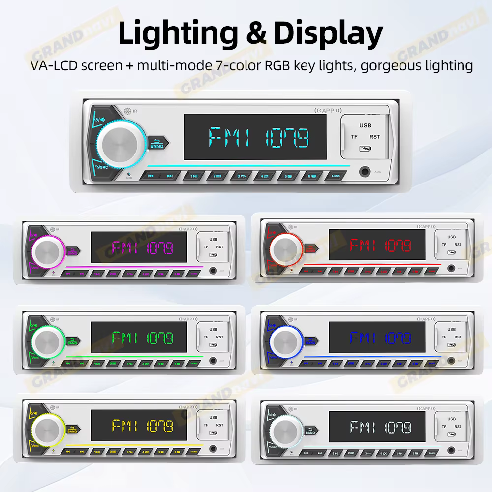 Autoradio marin 1Din, lecteur MP3, Bluetooth, radio bateau, écran LCD numérique, AM FM RDS, SD, AUX pour yacht, quad, UTV, camping-car, voiturette de golf