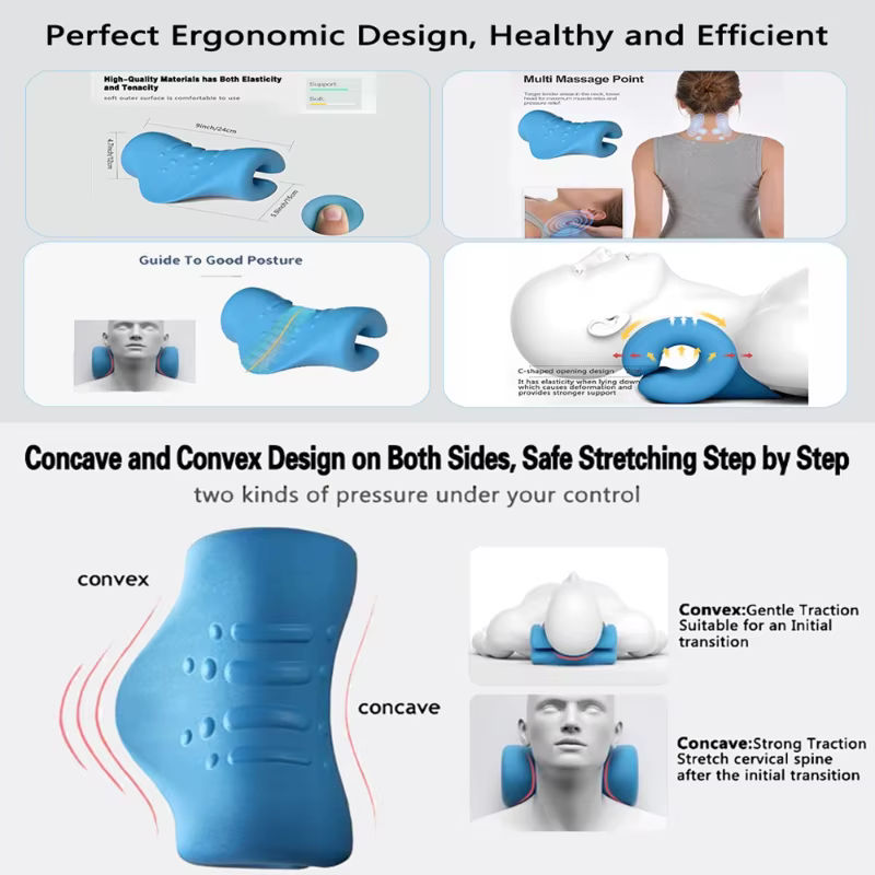 Oreiller de massage cervical par gravité, coussin de relaxation musculaire, civière de cou à traction, outil de massage