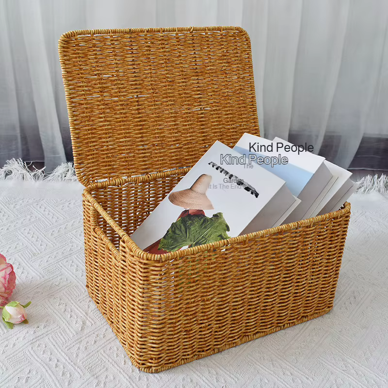 Boîte de rangement tissée semblable au rotin pour la maison