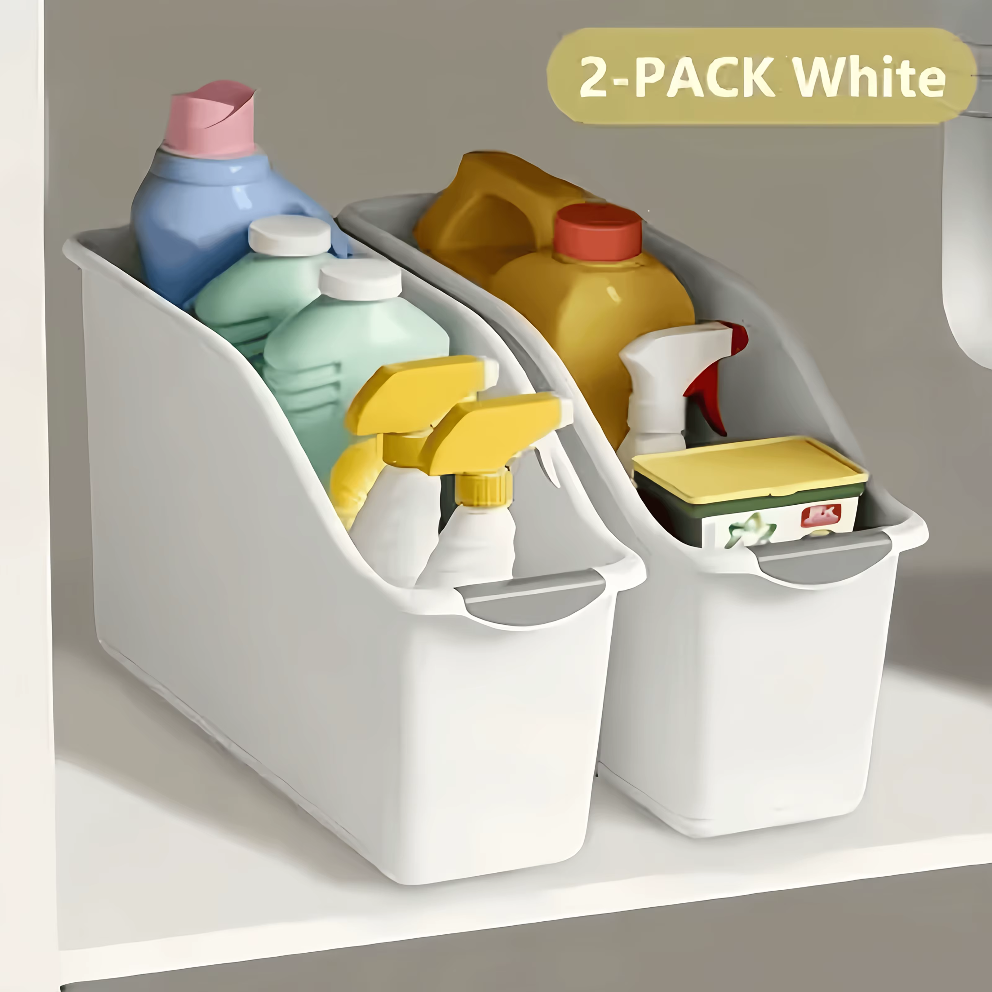 Lot de 2 boîtes de rangement incurvées – Organisateur en plastique robuste
