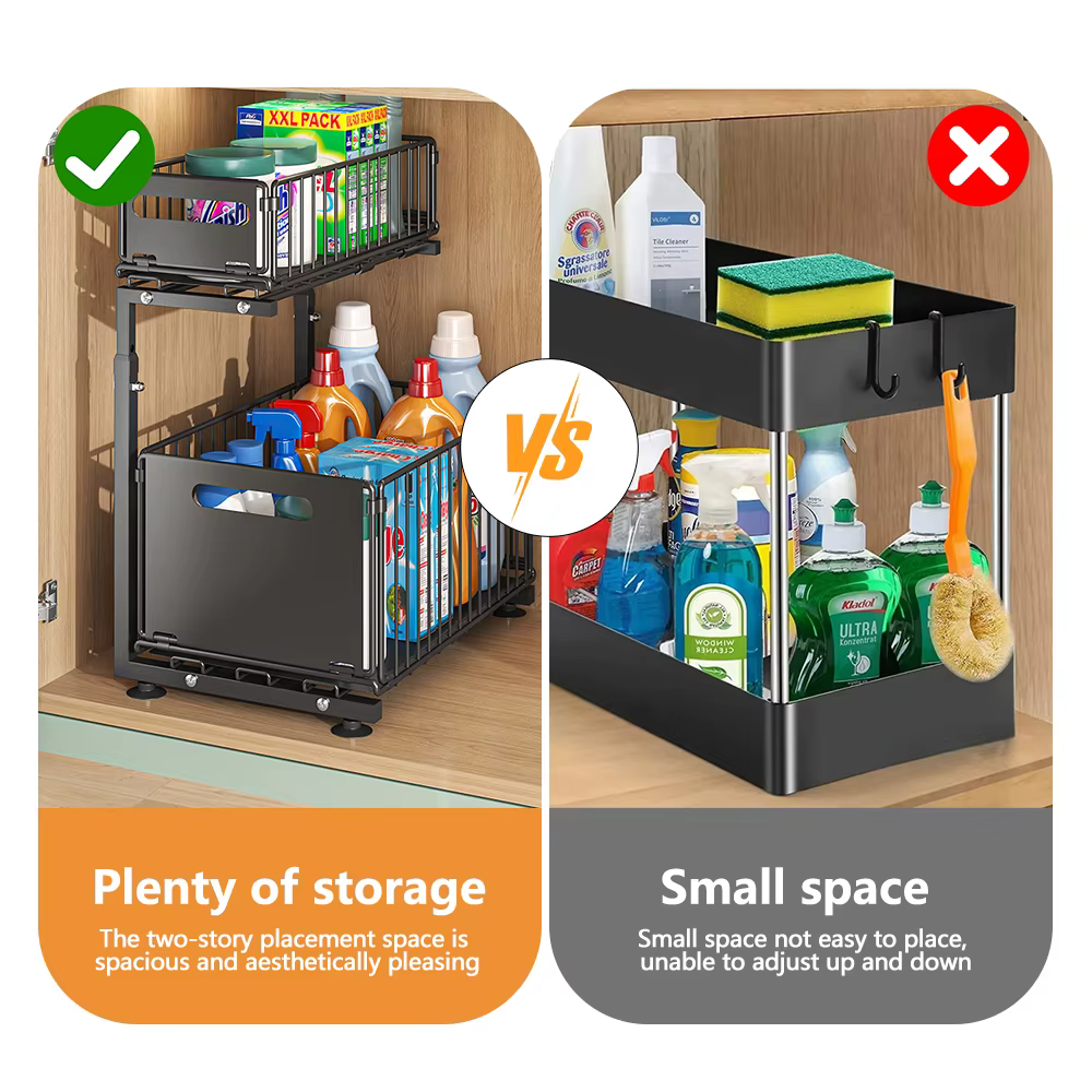 Organisateur d'armoire extractible à 2 niveaux