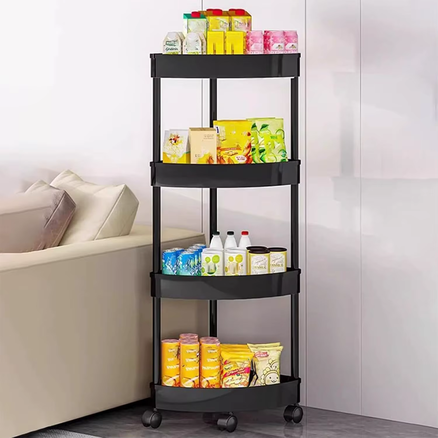 Étagère de rangement d'angle à 3/4 niveaux