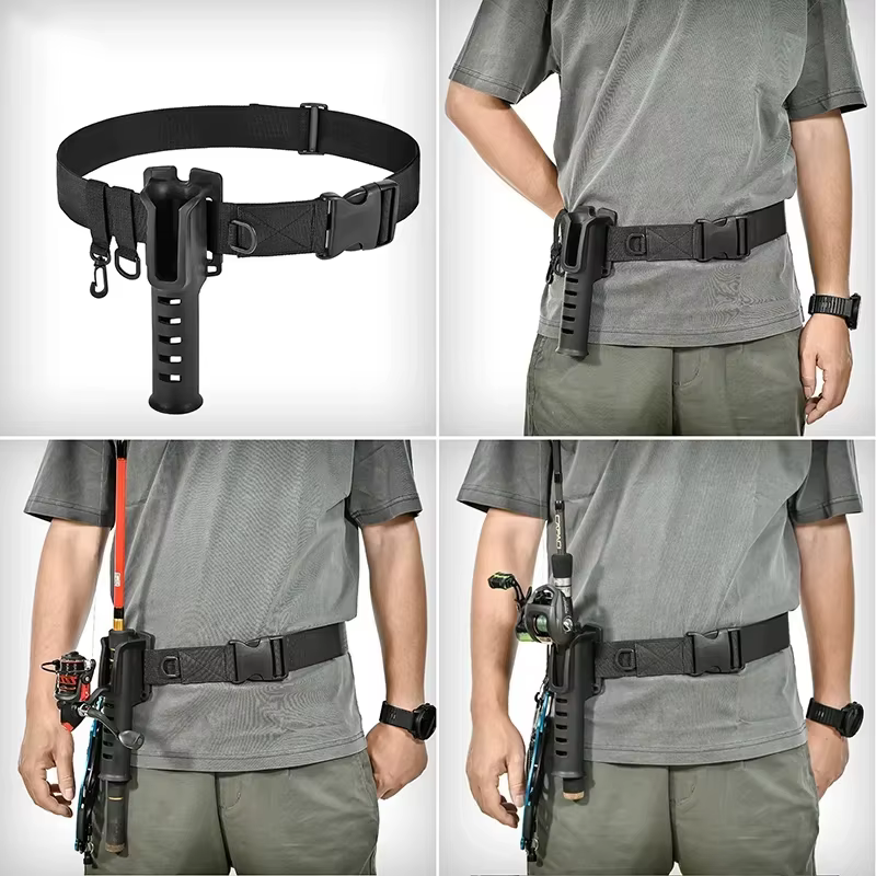 Support de ceinture de canne à pêche réglable, ceinture de pataugeoire avec insertion de leurre, boucle suspendue, Support de taille Portable pour matériel de pêche