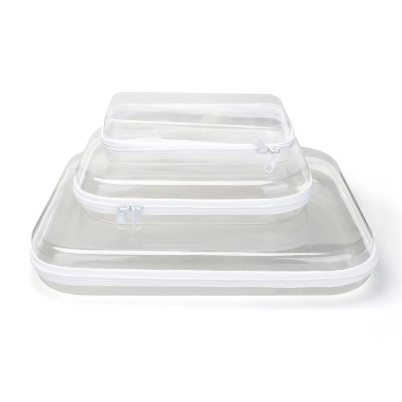 Boîte de rangement de voyage en plastique dur PVC Transparent