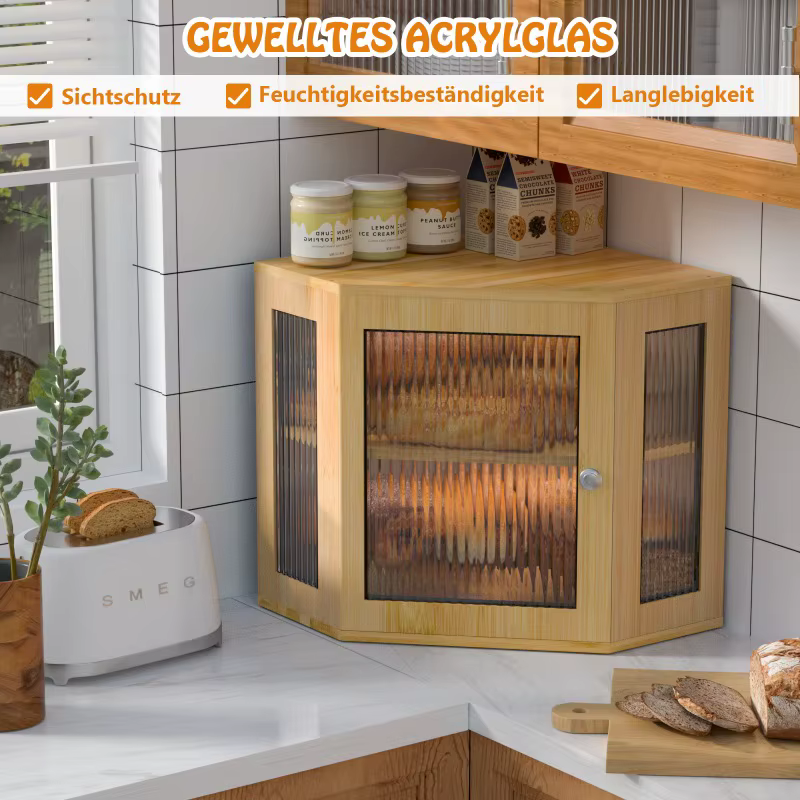 Boîte à pain en bambou et bois, rangement d'aliments d'angle, double couche, pour la maison, pour le tri des desserts, conteneur de rangement