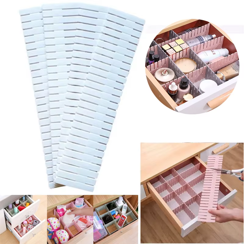 Panneau de séparation de rangement réglable, bricolage, diviseur de tiroir en plastique, panneau de séparation combiné, organisateur de Division peu encombrant, 4/8 pièces