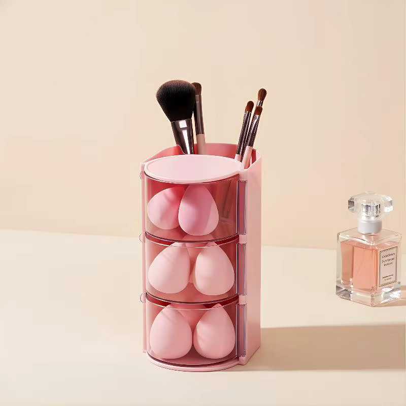 Boîte de rangement pour accessoires capillaires en acrylique transparent à 4 compartiments pour élastiques