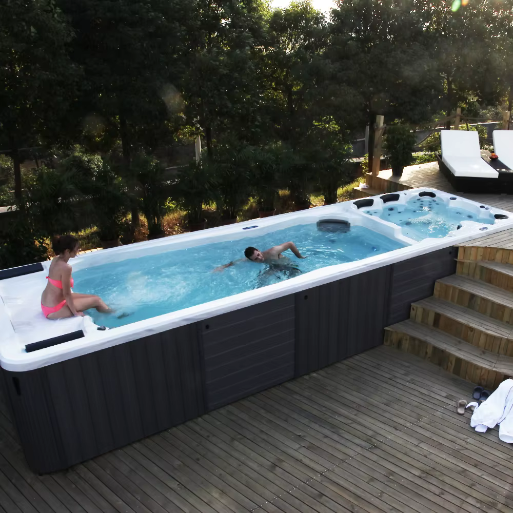 Piscine de nage extérieure sur mesure de 7,5 m, spa jacuzzi pour jardin et usage commercial