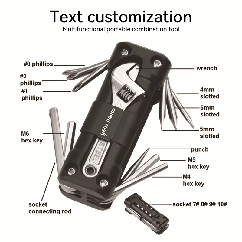 Un nouvel outil pliable multifonctionnel personnalisable, adapté au camping en plein air, au VTT et aux réparations de motos