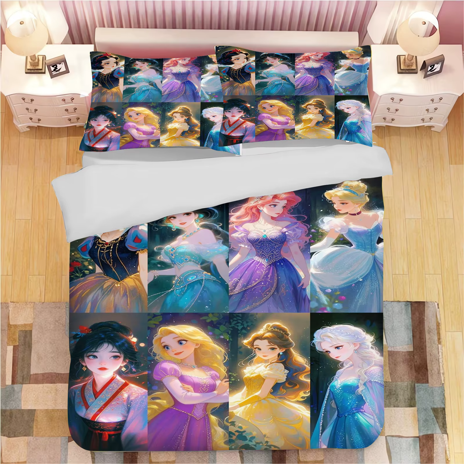 Housse de couette Princesse, taie d'oreiller mignonne, ensemble de literie, décoration de chambre pour adulte et fille, cadeau, taille simple, double, grande taille