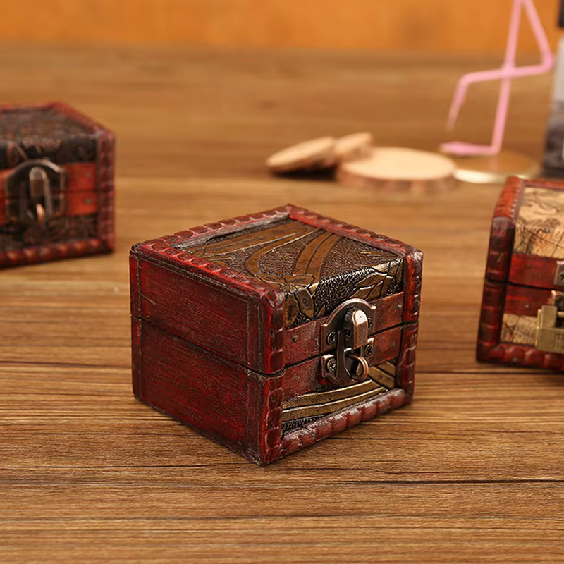 Boîte à bijoux en bois Vintage de Style chinois avec serrure