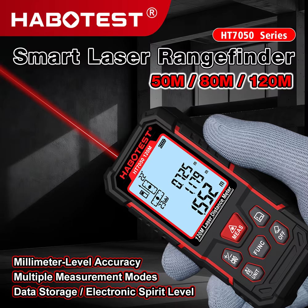 Télémètre laser numérique HABOTEST HT7050 avec niveau électronique double axe