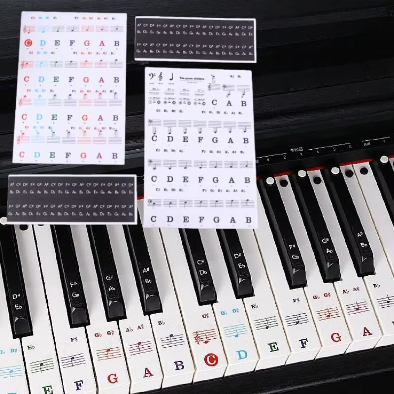 1 ensemble d'autocollants de lettres pour piano pour débutants