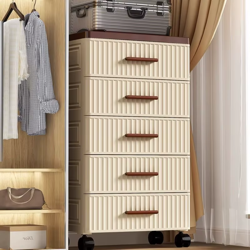 Armoire de rangement haute en plastique à tiroirs