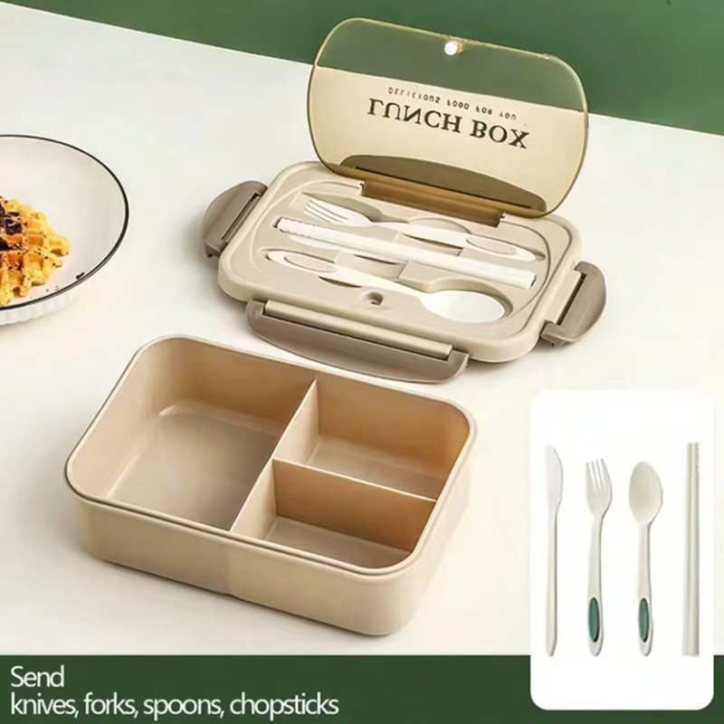 Un récipient alimentaire pour le déjeuner, un ensemble de boîtes bento pour adultes, avec des ustensiles pouvant être placés au micro-ondes et au lave-vaisselle