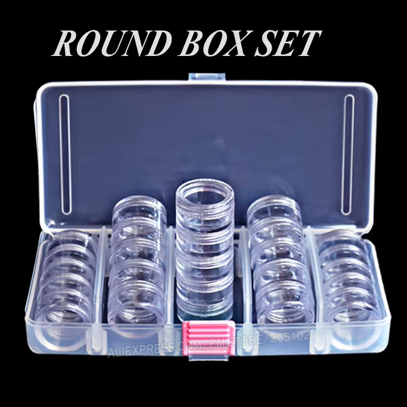 Boîte ronde d'accessoires d'art d'ongle, minuscules bouteilles transparentes avec bouchon à vis pour les cosmétiques de bricolage, étui de conteneurs d'artisanat de perles de bijoux, N64